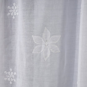 White - applique flower cutwork cotton door curtain