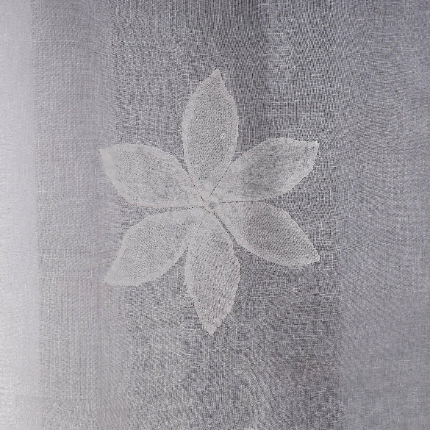 White - applique flower cutwork cotton door curtain