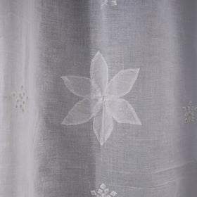 White - applique flower cutwork cotton door curtain