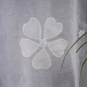 White - applique flower cutwork cotton door curtain