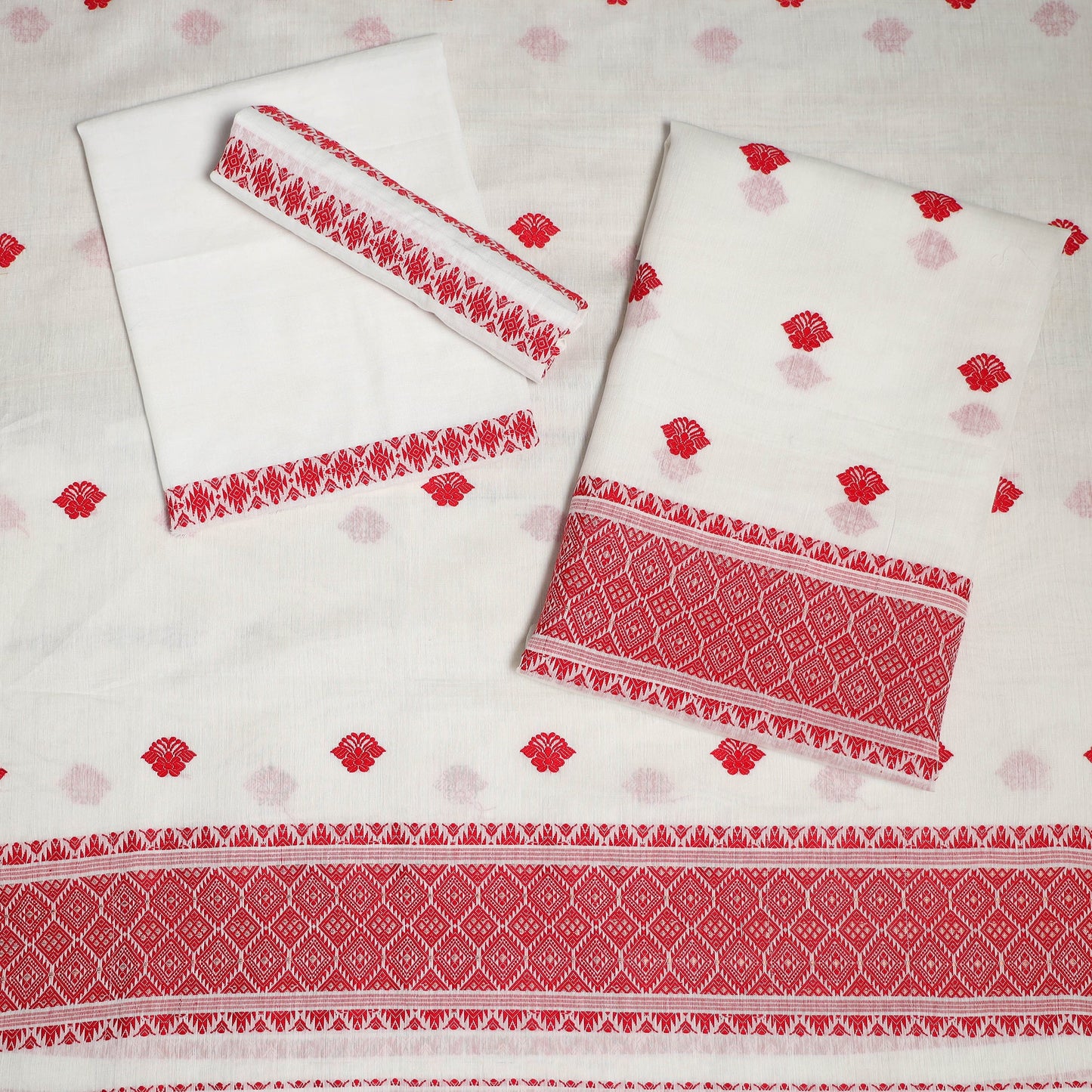 White - assam handloom silk cotton mekhela chador