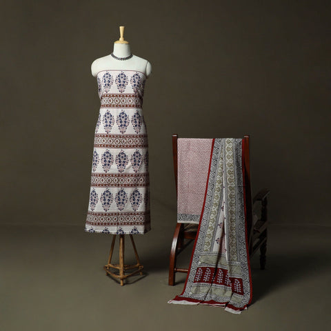 Bagh hand block print natural dyed cotton 3pc unstitched