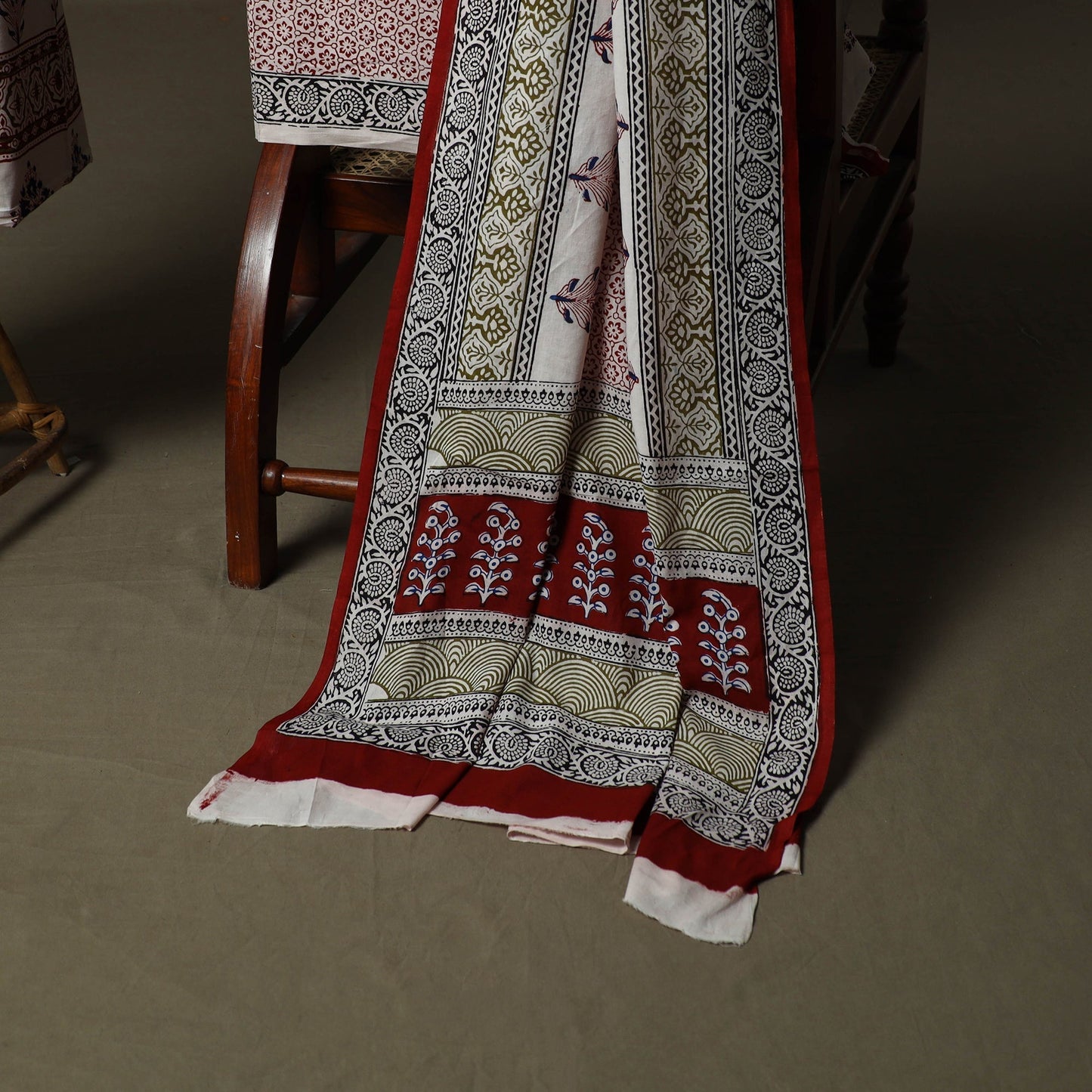Bagh hand block print natural dyed cotton 3pc unstitched