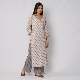 Buy Bagh Block Printed Cotton Long Kurta with Palazzo & Dupatta Set 03 Online l iTokri.com