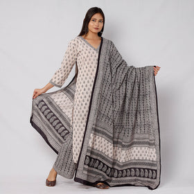 Buy Bagh Block Printed Cotton Long Kurta with Palazzo & Dupatta Set 03 Online l iTokri.com