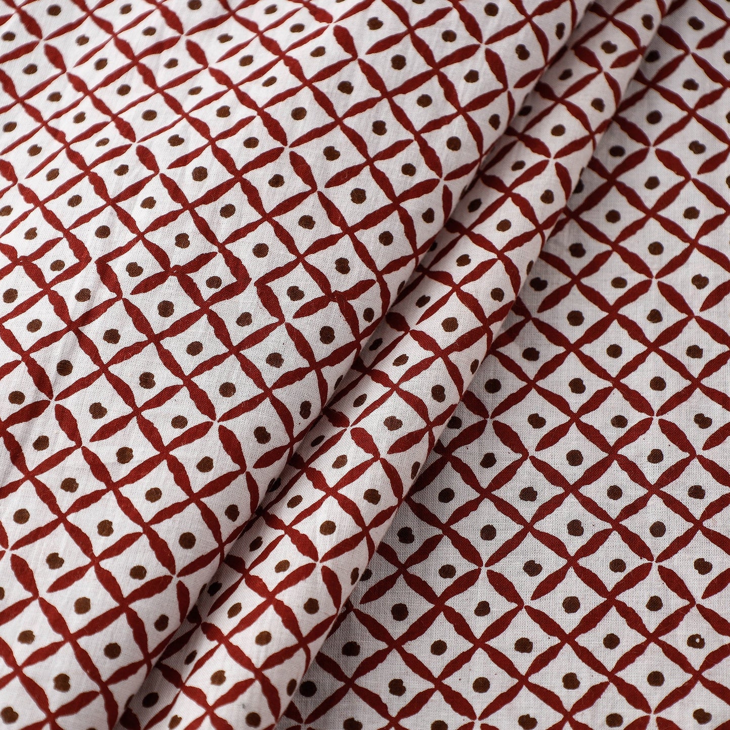 White - bagru block printing cotton fabric - handcrafted