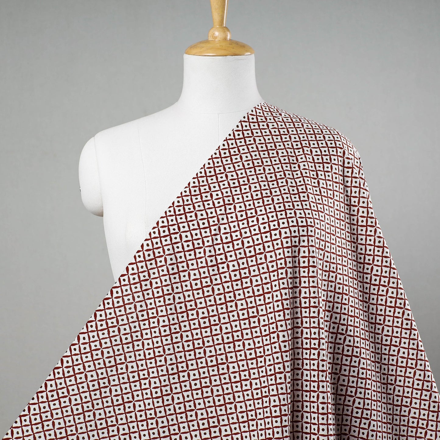 White - bagru block printing cotton fabric - handcrafted