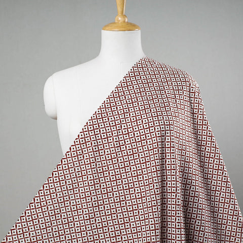 White - bagru block printing cotton fabric - handcrafted