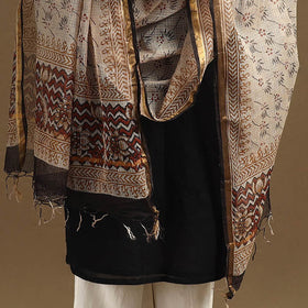 White - bagru cotton kota doria dupatta 20 - handcrafted