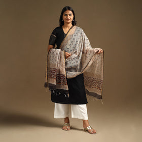 White - bagru cotton kota doria dupatta 20 - handcrafted
