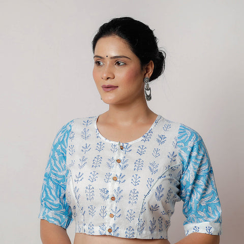 Buy Bagru Dabu Hand Block Printed Cotton Blouse 