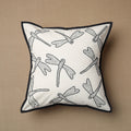  White Bakhiya Tanka Embroidered Cotton Cushion Cover