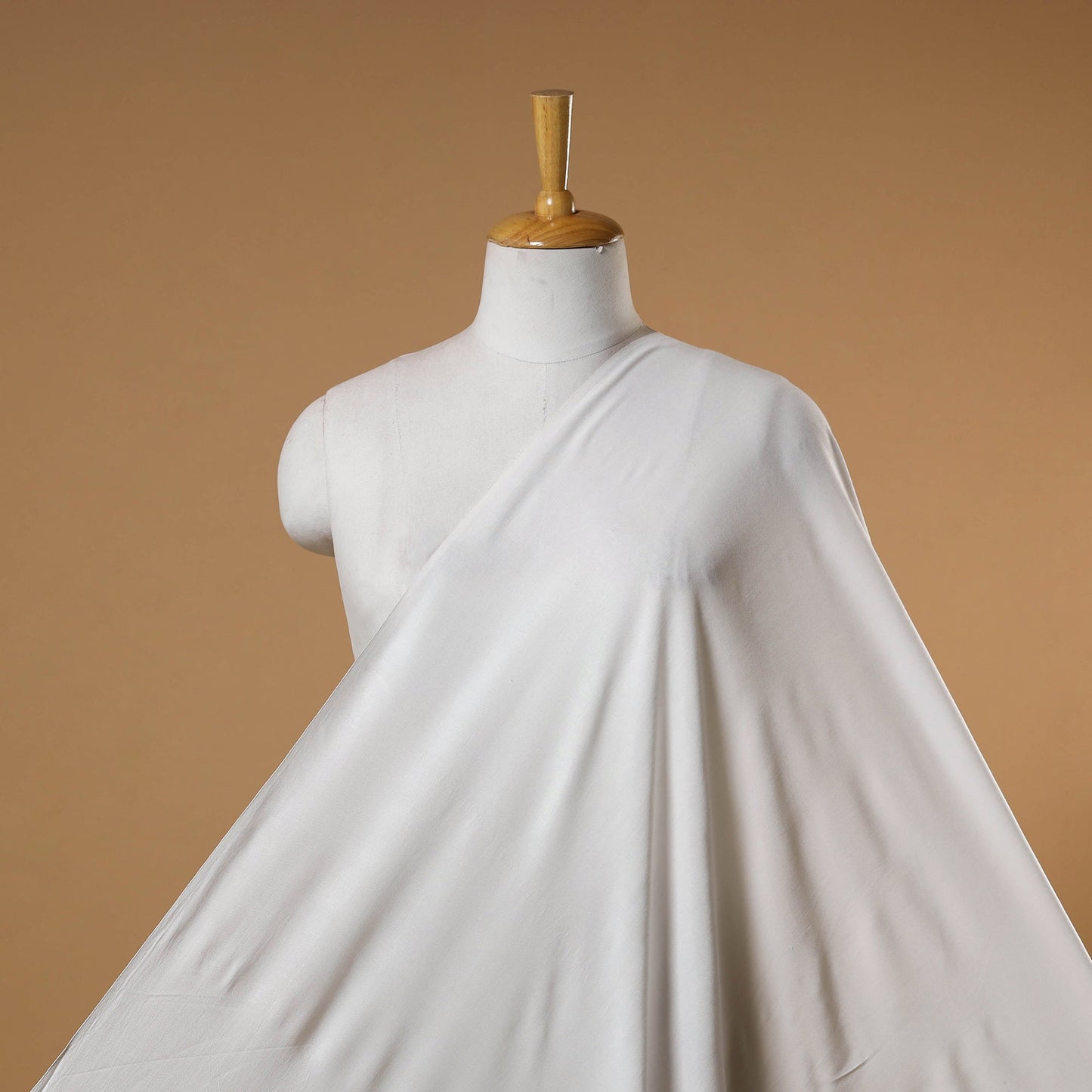 White - bamboo silk natural dyed pure handloom plain fabric