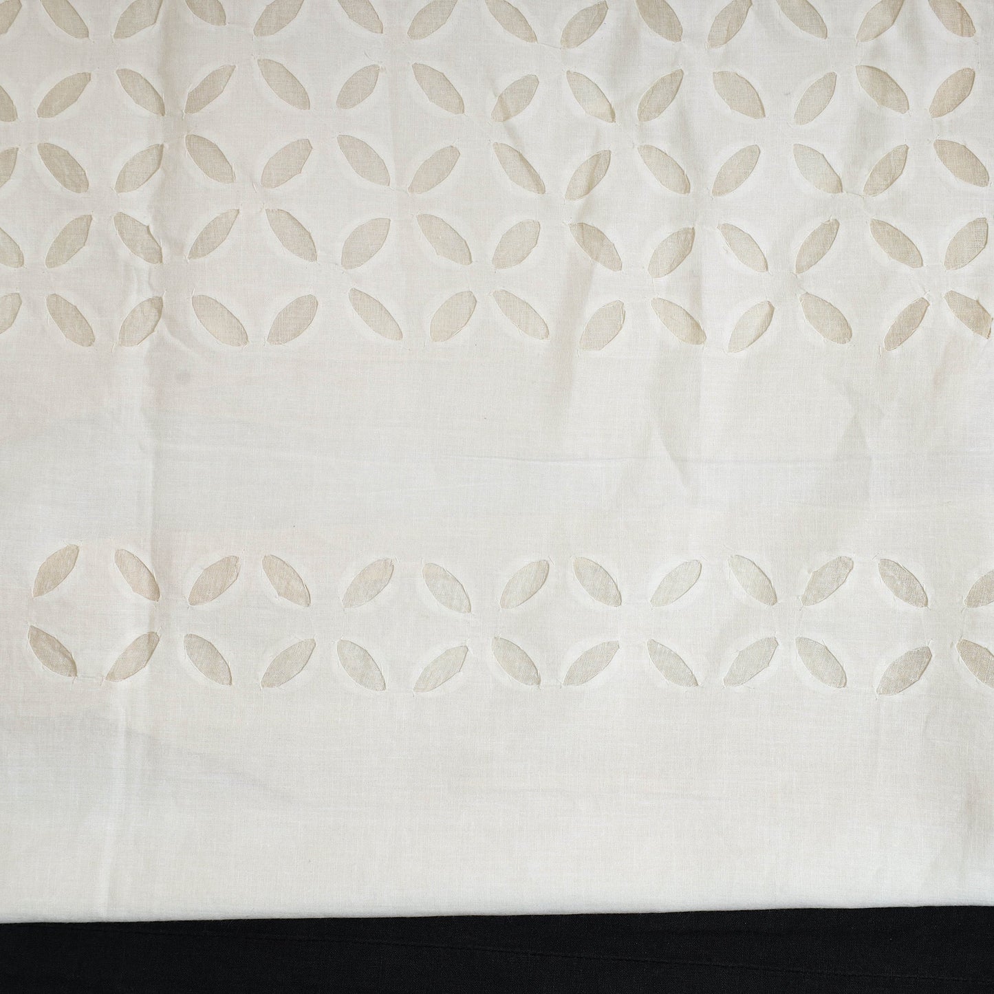  White 3pc Cut Work Cotton Barmer Applique Dress Material