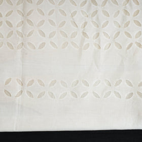  White 3pc Cut Work Cotton Barmer Applique Dress Material
