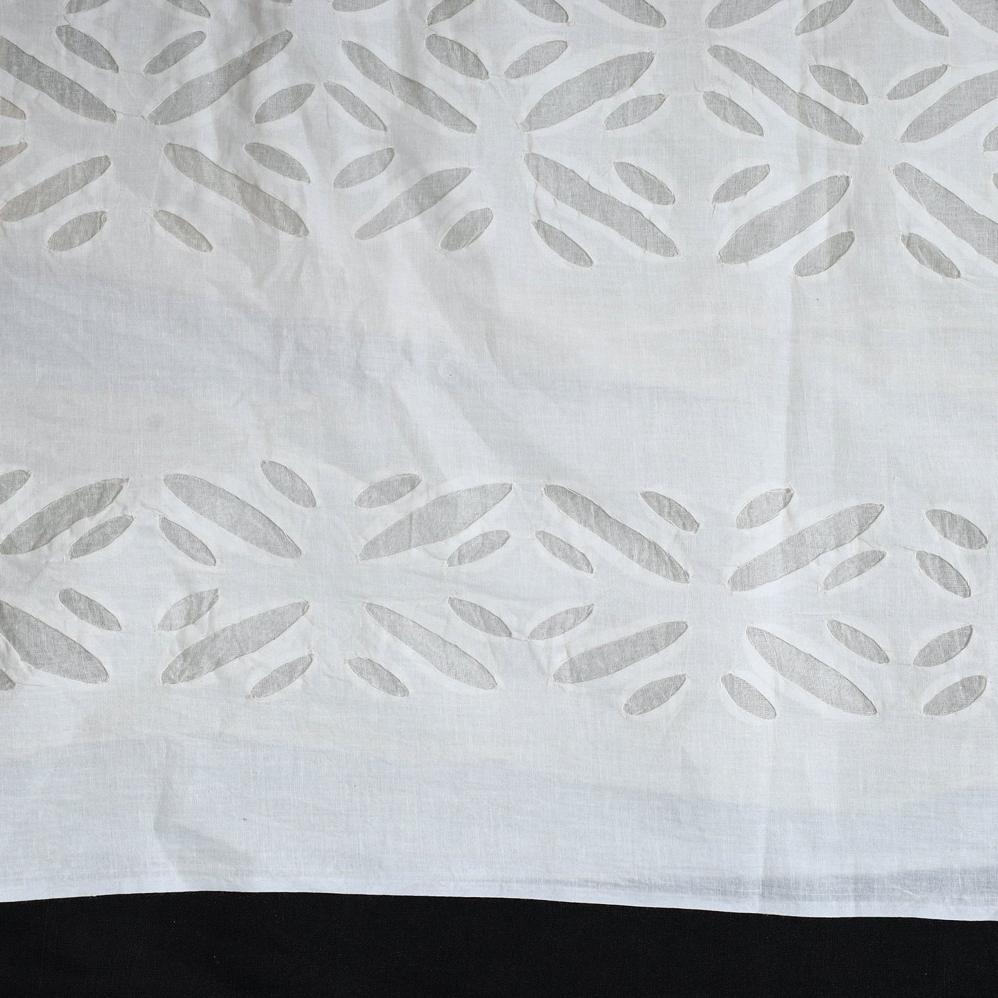 White - 3pc cut work cotton barmer applique dress material