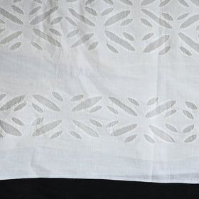 White - 3pc cut work cotton barmer applique dress material