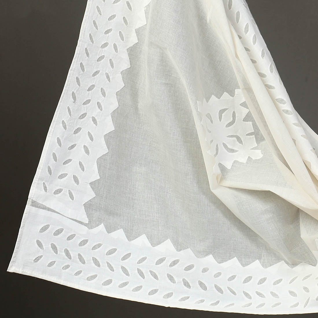 Buy White 3pc Cut Work Cotton Barmer Applique Dress Material