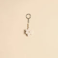 Beaded fabart flower keychain 32 - handcrafted