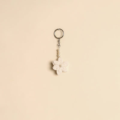 Beaded fabart flower keychain 32 - handcrafted