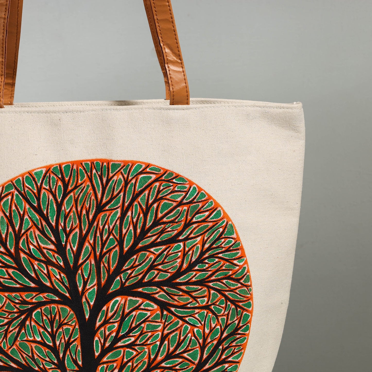 White - beige - tree of life - canvas cotton handpainted
