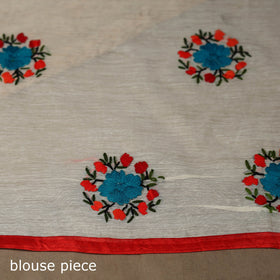 White - bengal chanderi silk hand embroidered saree 01