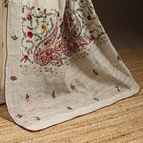 Bengal chanderi silk hand embroidered saree 26 - handcrafted