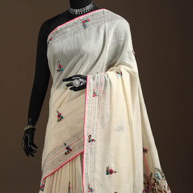 Bengal chanderi silk hand embroidered saree 32 - handcrafted