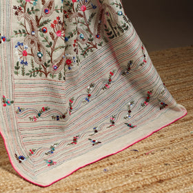 Bengal chanderi silk hand embroidered saree 32 - handcrafted