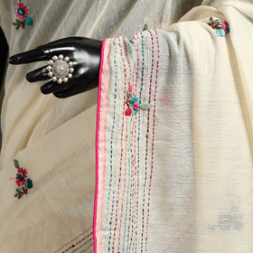 Bengal chanderi silk hand embroidered saree 32 - handcrafted