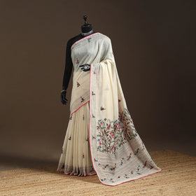 Bengal chanderi silk hand embroidered saree 32 - handcrafted