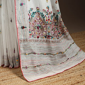 Bengal chanderi silk hand embroidered saree 38 - handcrafted