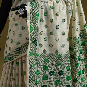 Bengal hand embroidery silk cotton kantha saree 01