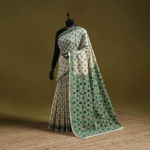 Bengal hand embroidery silk cotton kantha saree 01