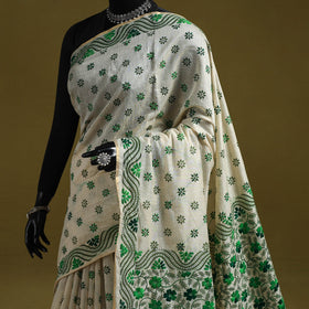 Bengal hand embroidery silk cotton kantha saree 01