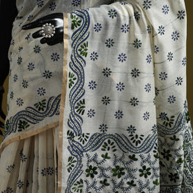 Bengal hand embroidery silk cotton kantha saree 04