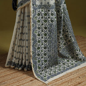 Bengal hand embroidery silk cotton kantha saree 04