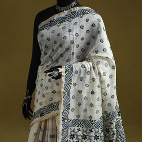 Bengal hand embroidery silk cotton kantha saree 04