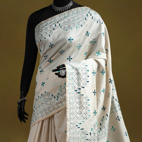 Bengal hand embroidery silk nakshi kantha saree 48