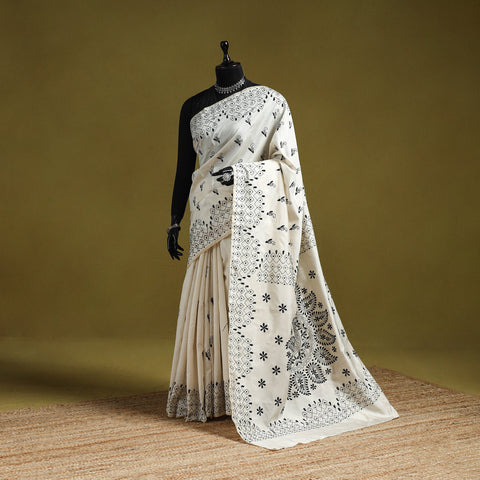 Bengal hand embroidery silk nakshi kantha saree 50