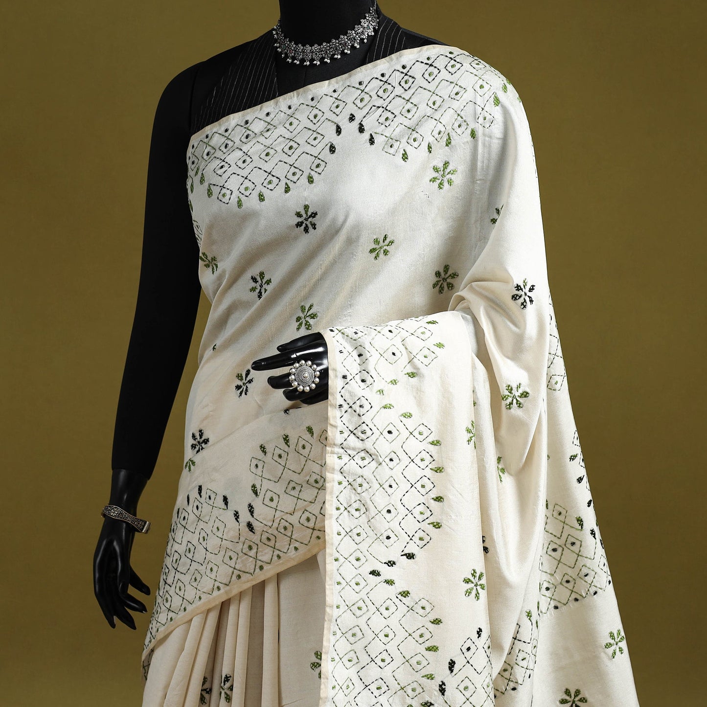 Bengal hand embroidery silk nakshi kantha saree 52