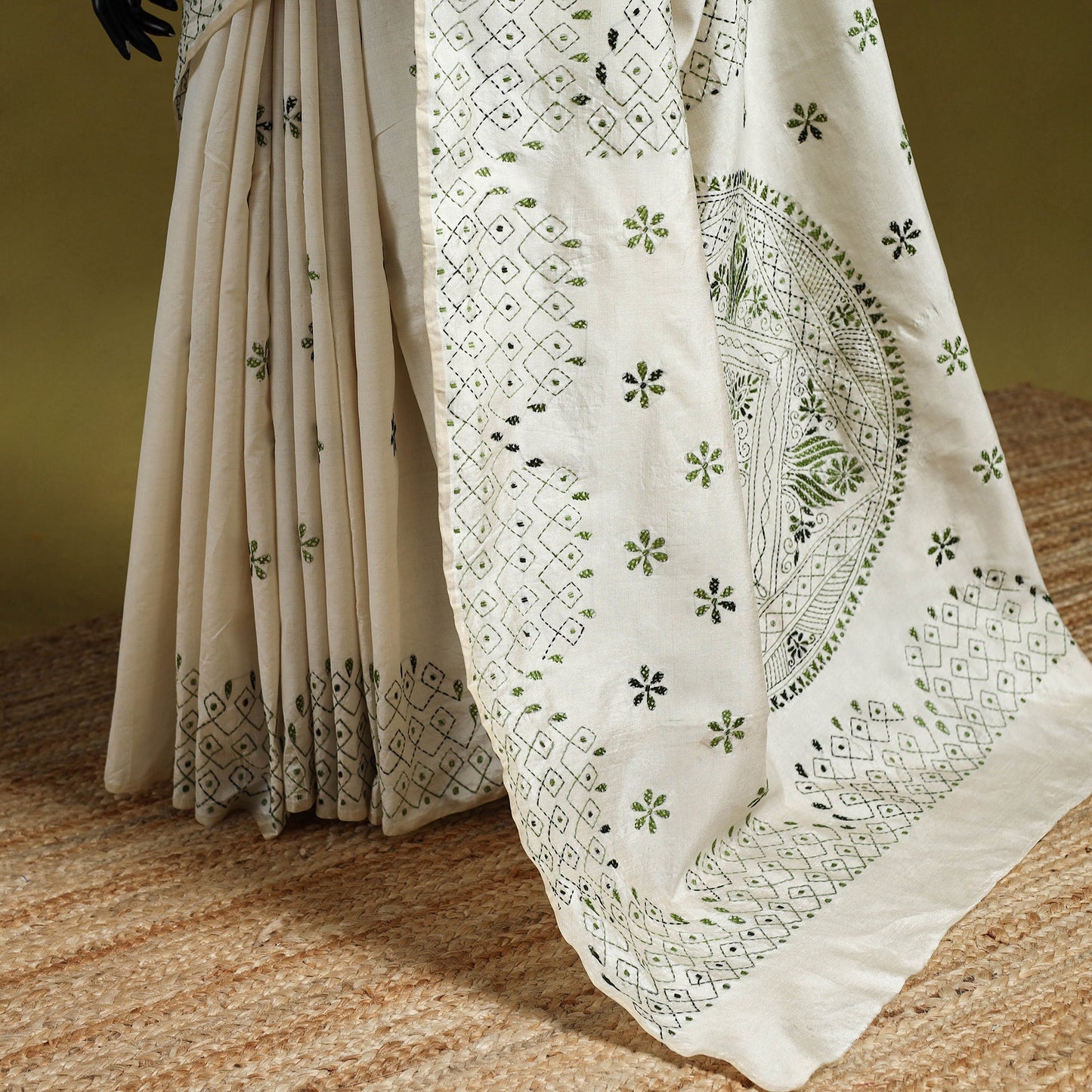 Bengal hand embroidery silk nakshi kantha saree 52