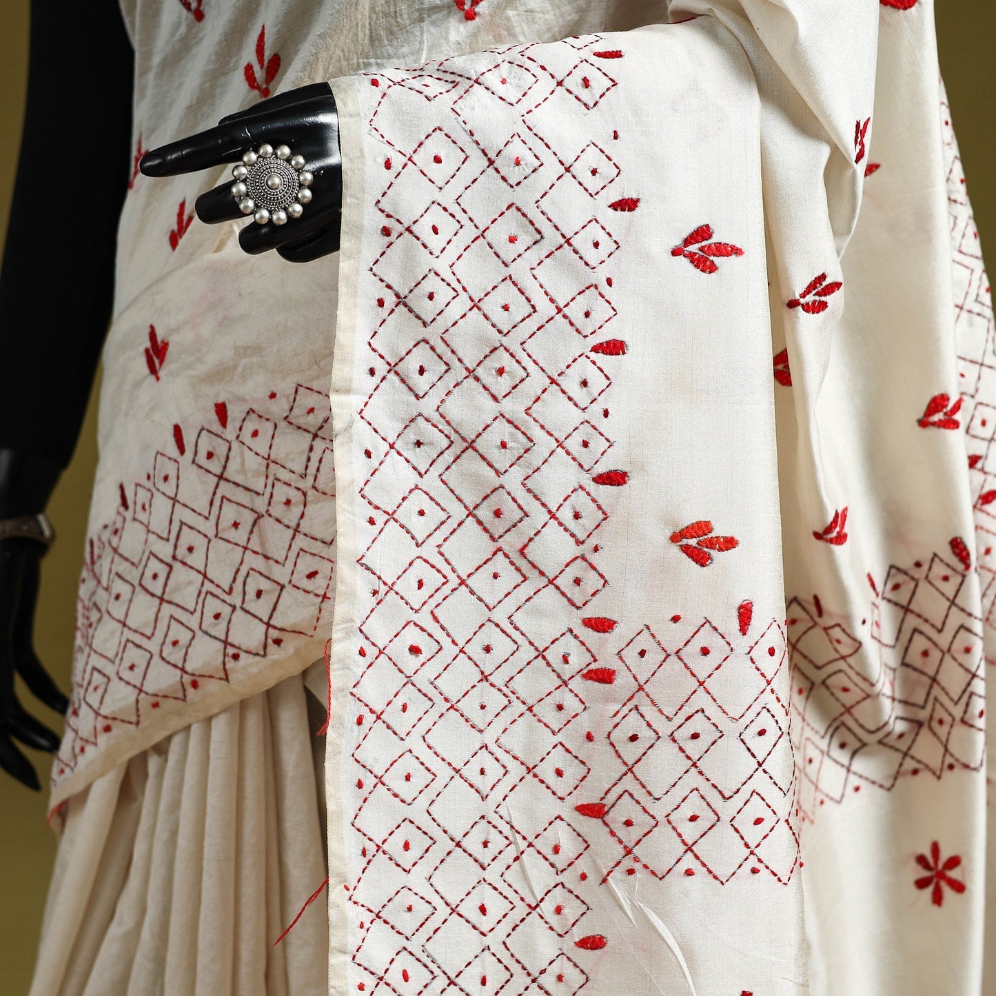 Bengal hand embroidery silk nakshi kantha saree 53