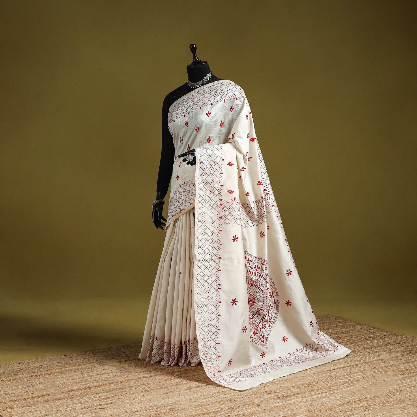 Bengal hand embroidery silk nakshi kantha saree 53