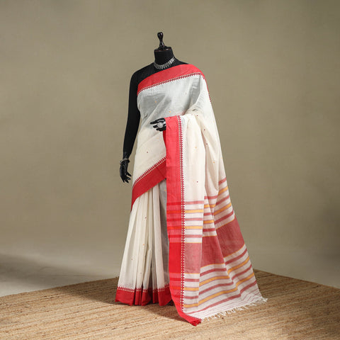 White - bengal handwoven cotton begumpuri saree 02