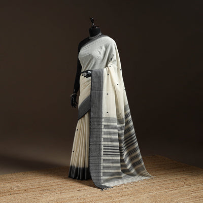 White - bengal handwoven cotton begumpuri saree 03