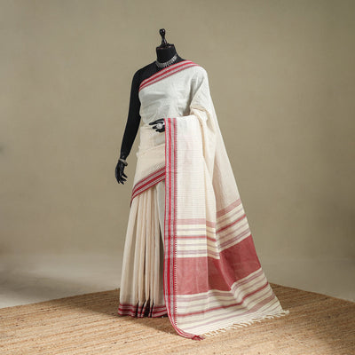 White - bengal handwoven cotton begumpuri saree 12
