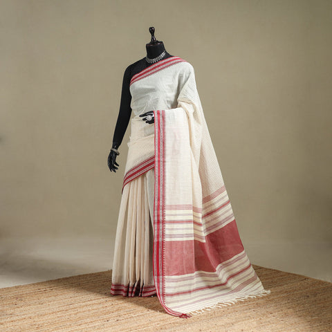White - bengal handwoven cotton begumpuri saree 12