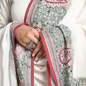  Bengal Kantha Embroidered Cotton Handloom Dupatta 