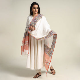 White - Bengal Kantha Embroidered Cotton Handloom Dupatta